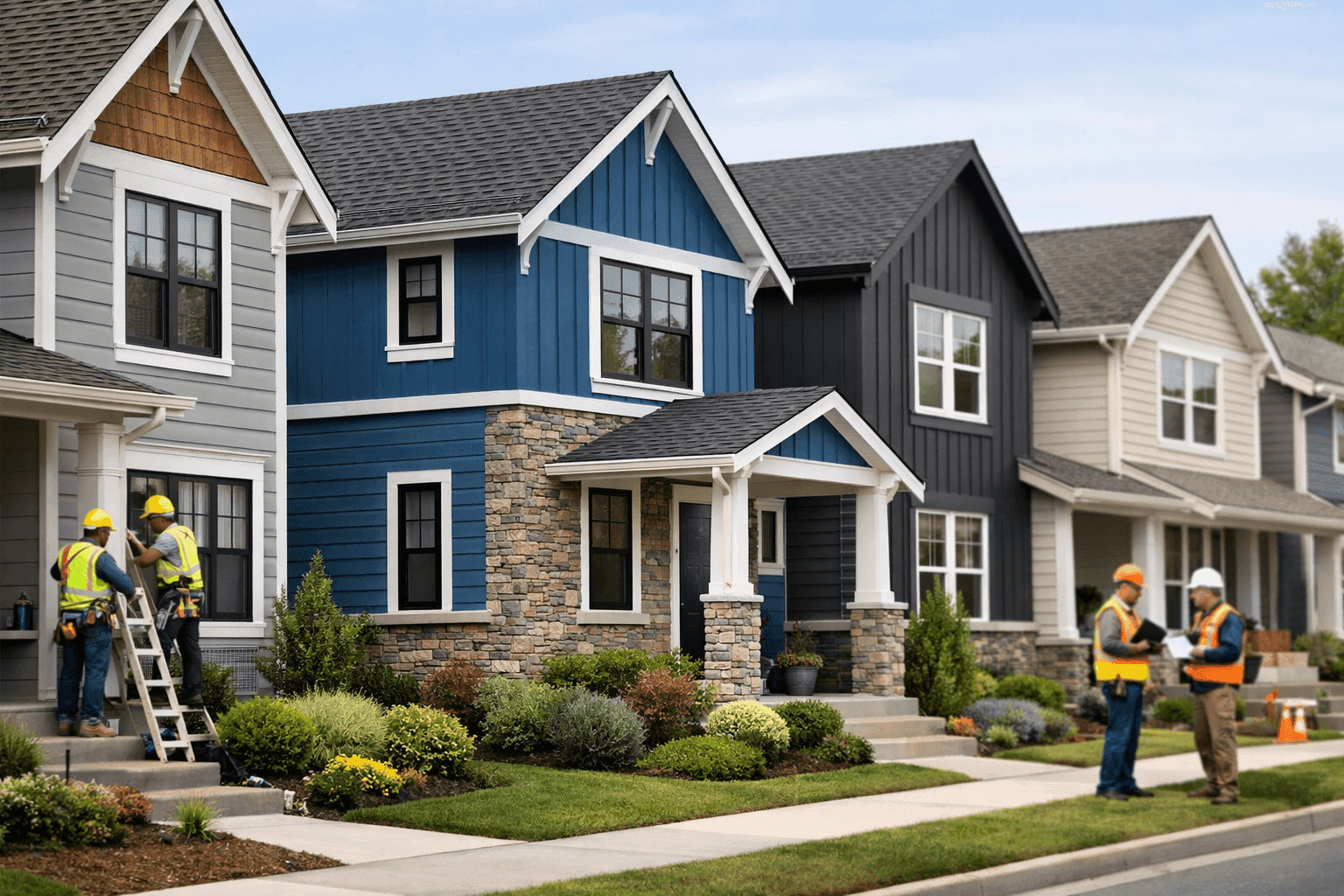 Showcase of modern homes with trending siding styles and colors